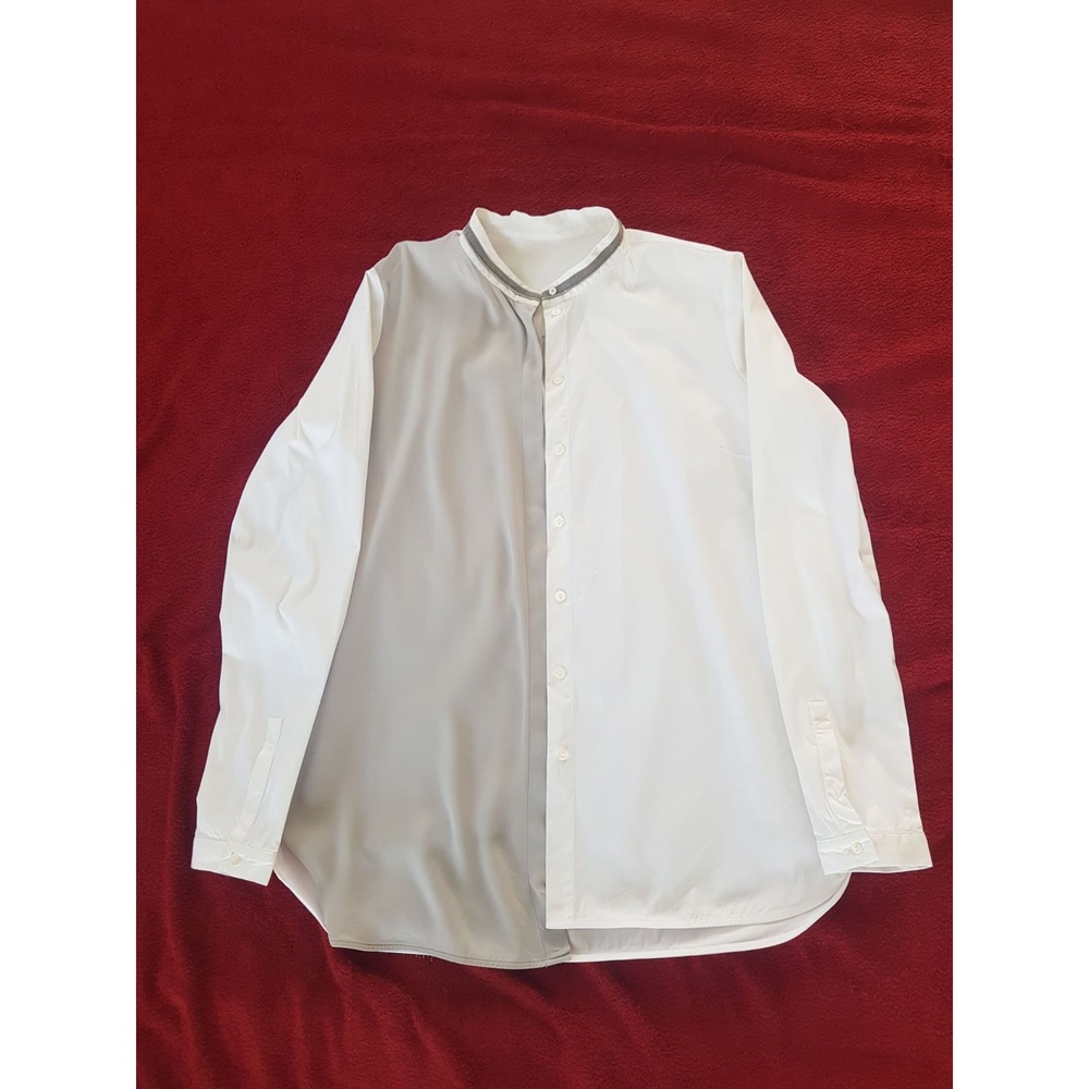Unknown Button-Down Shirt Women's White EUC Color Block
